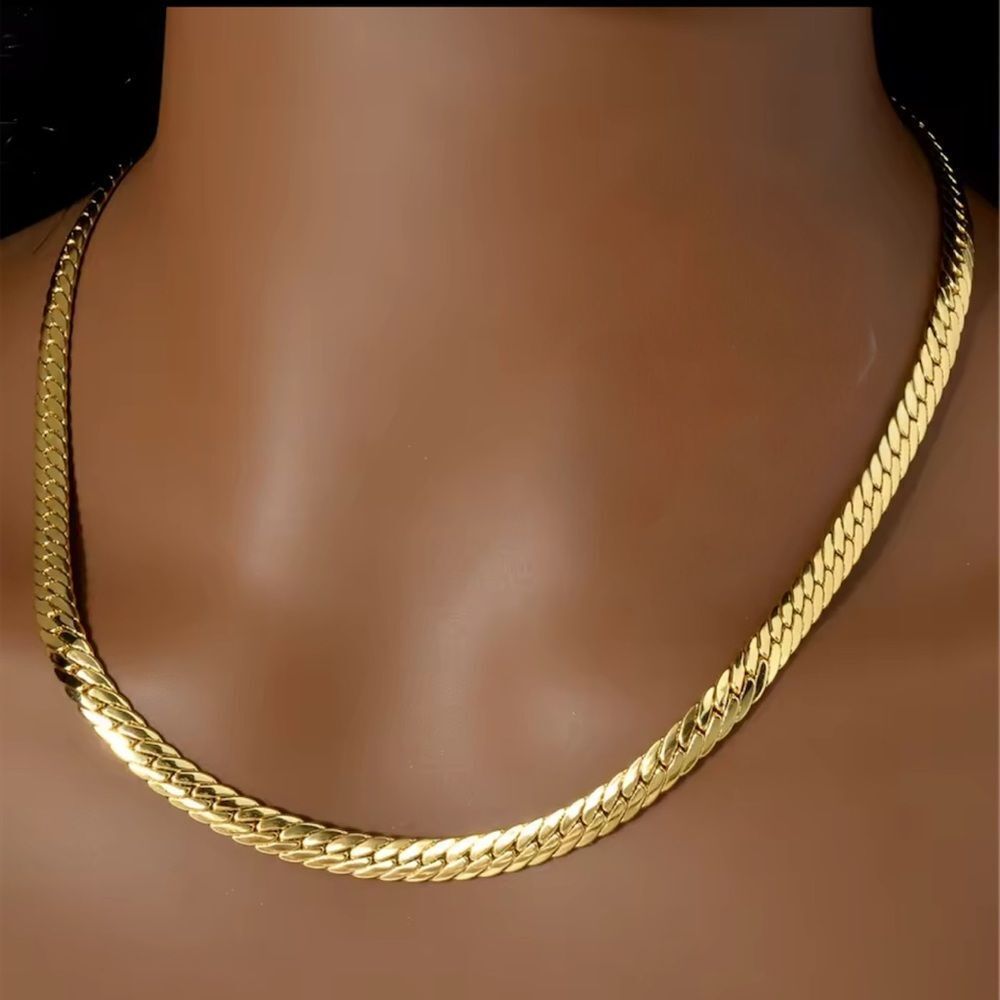 18K GOLD FILLED HERRINGBONE 750 GOLD CHAIN MADE IN ITALY 18” LENGTH